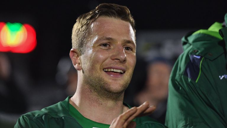 Jack Carty of Connacht celebates after the Guinness PRO14 Round 18 match between Connacht and Benetton Rugby 