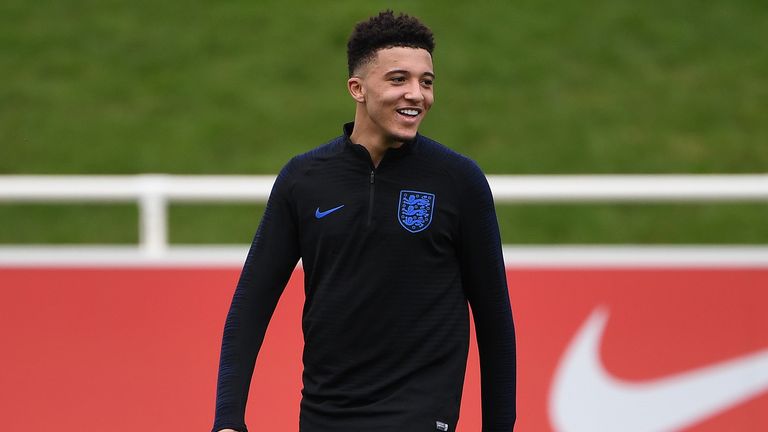 Jadon Sancho hit a panenka in England training