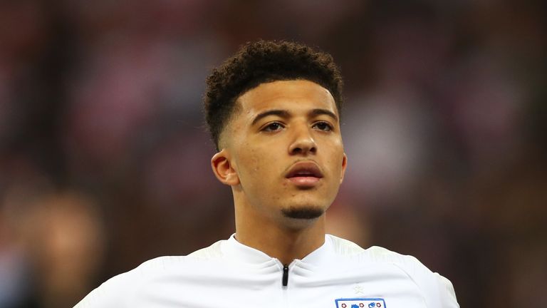 Jadon Sancho was making his fourth senior appearance for England