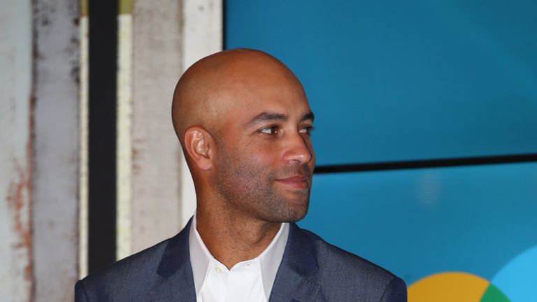 James Blake tournament director at the press conference prior to the ground breaking ceremony of the future home of the Miami Open begining in 2019 at Hard Rock stadium prior to this years Miami Open Presented by Itau at Crandon Park Tennis Center on March 19, 2018 in Key Biscayne, Florida