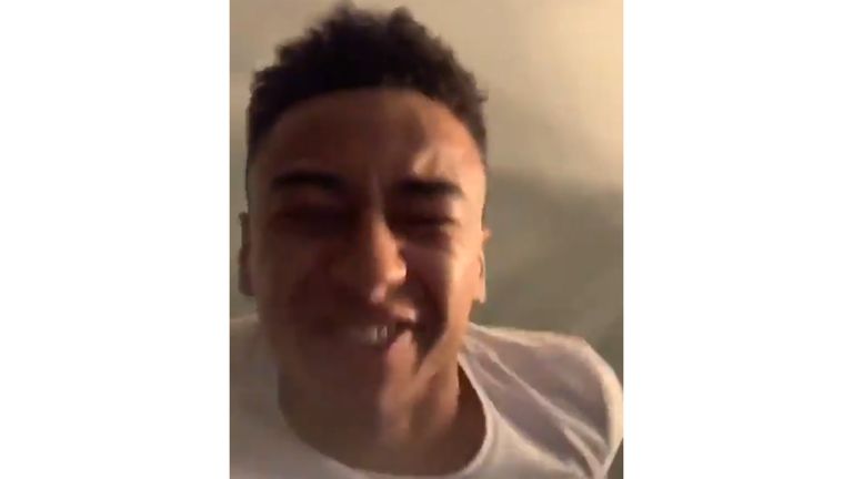 Jesse Lingard could hardly contain his excitement in a video posted to social media as he celebrated watching Man Utd's win over PSG