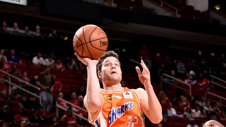 Jimmer Fredette #32 of Shanghai Sharks shoots the ball against the Houston Rockets during a pre-season game on October 9, 2018 at Toyota Center, in Houston, Texas.