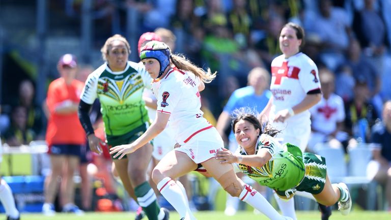 Jodie Cunningham, England v Cook Islands - Women’s Rugby League World Cup match at Southern Cross Group Stadium, Sydney, Australia on 22 November 2017.