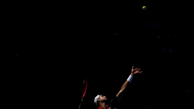 John Isner serving in the Miami Open