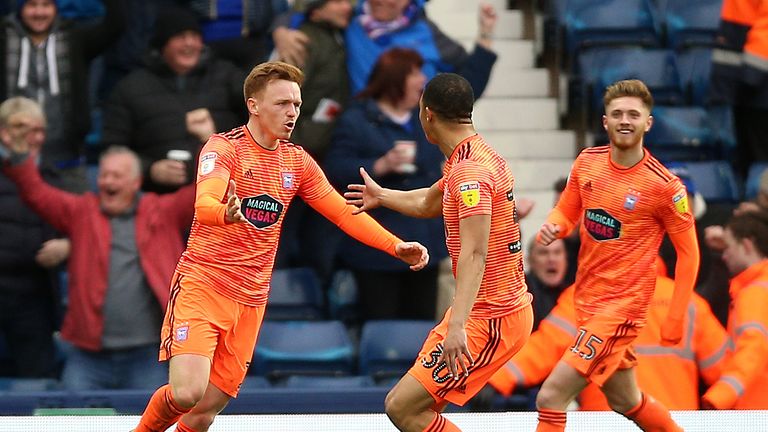 Ipswich Town's Jon Nolan (left) celebrates scoring his side's equaliser