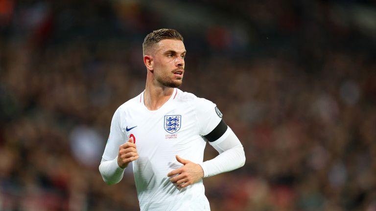 Jordan Henderson in action for England against the Czech Republic at Wembley