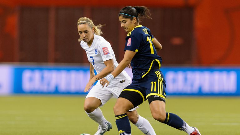 Jordan Nobbs in action for England against Colombia at the 2015 World Cup