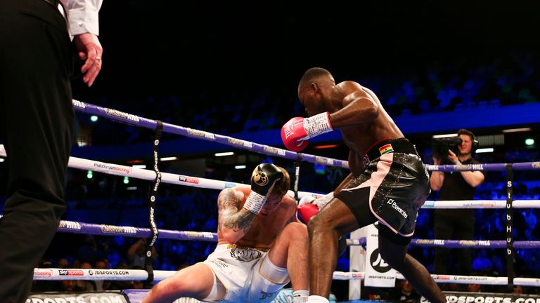 Joshua Buatsi drops Liam Conroy to secure the British light heavyweight title with a third-round TKO
