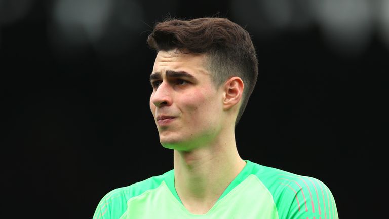 Kepa Arrizabalaga of Chelsea makes his way out onto the pitch during the Premier League match between Fulham FC and Chelsea FC at Craven Cottage on March 03, 2019 in London, United Kingdom