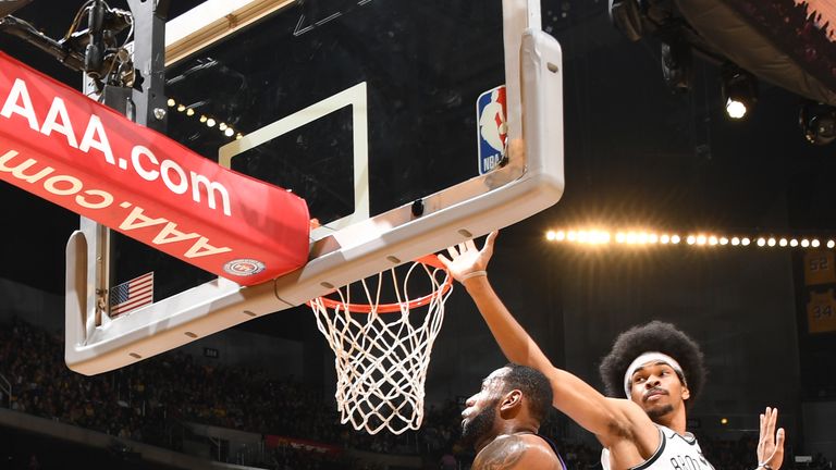 LOS ANGELES, CA - MARCH 22: LeBron James #23 of the Los Angeles Lakers shoots the ball against the Brooklyn Nets on March 22, 2019 at STAPLES Center in Los Angeles, California. NOTE TO USER: User expressly acknowledges and agrees that, by downloading and/or using this Photograph, user is consenting to the terms and conditions of the Getty Images License Agreement. Mandatory Copyright Notice: Copyright 2019 NBAE (Photo by Andrew D. Bernstein/NBAE via Getty Images) 