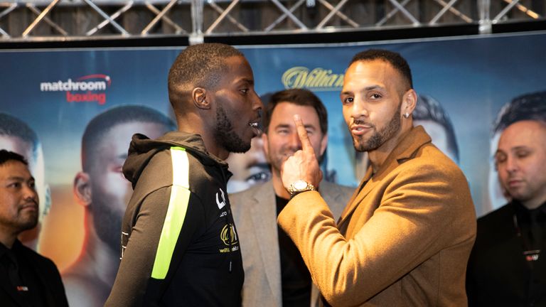 Lawrence Okolie and Wadi Camacho go face to face ahead of Saturday's cruiserweight clash.
