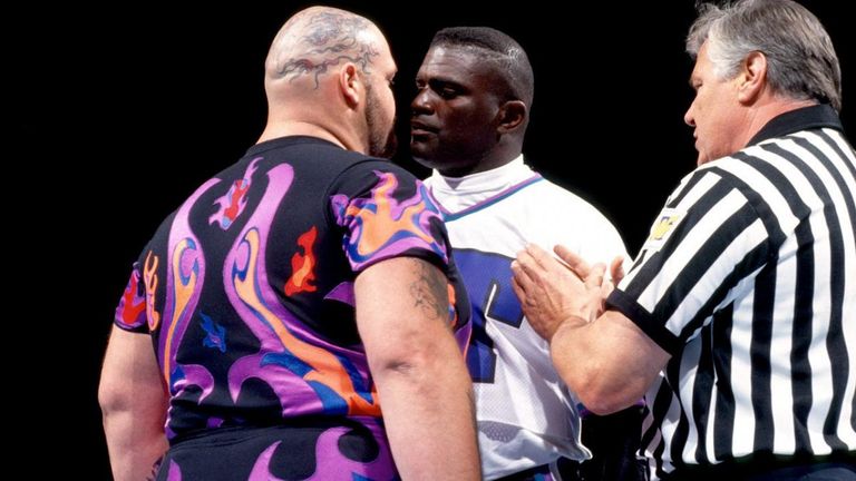 Former NFL player Lawrence Taylor wrestled Bam Bam Bigelow in the main event of WrestleMania XI