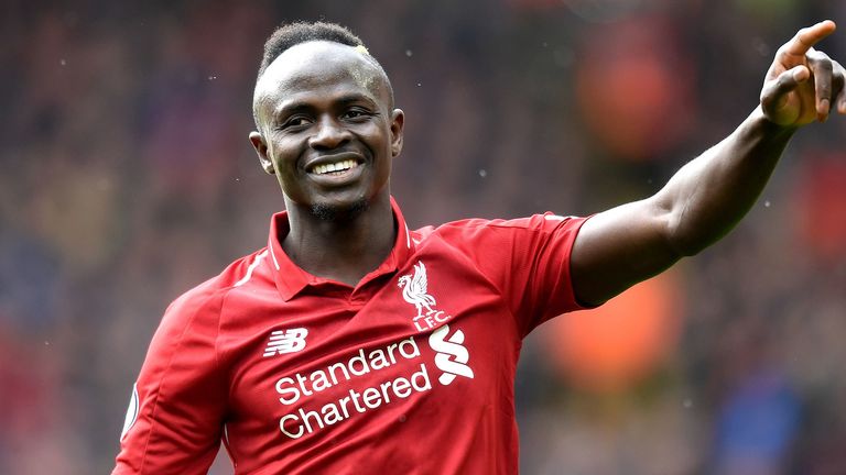 Sadio Mane celebrates his goal during Liverpool's match with Burnley.