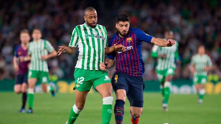 Luis Suarez also scored against Real Betis on Sunday