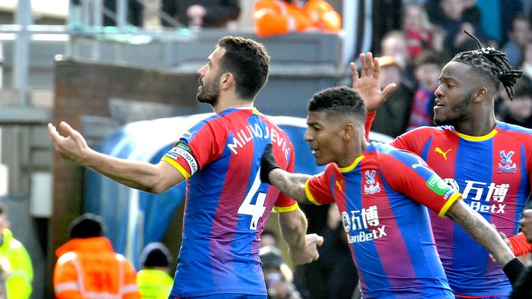 Crystal Palace's Luka Milivojevic celebrates scoring his side's equaliser