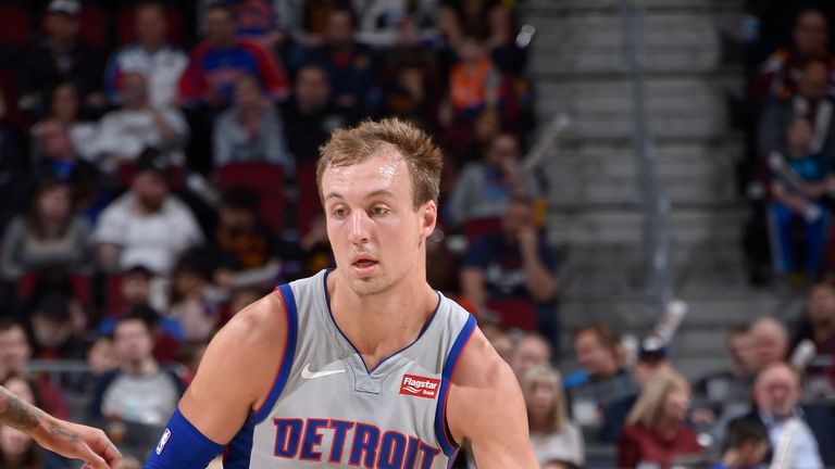 Luke Kennard #5 of the Detroit Pistons handles the ball against the Cleveland Cavaliers on March 2, 2019 at Quicken Loans Arena in Cleveland, Ohio