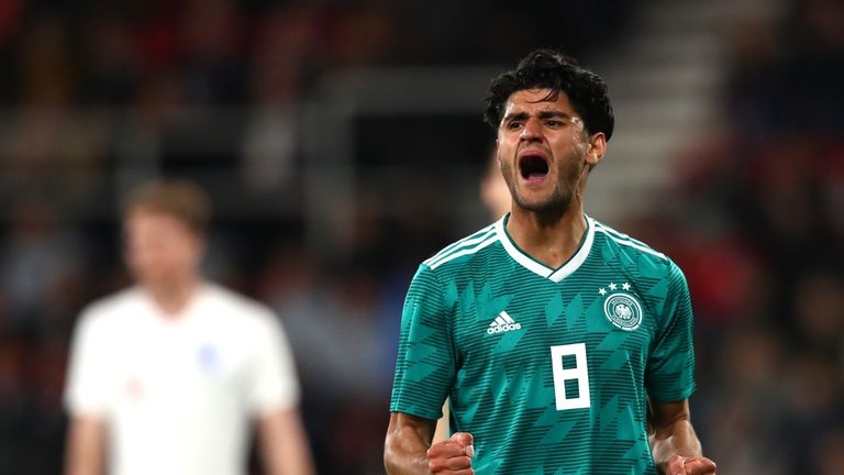 Mahmoud Dahoud of Germany celebrates after scoring his sides first goal during the International Friendly match between England u21's and Germany u21's at Vitality Stadium on March 26, 2019 in Bournemouth, England. 