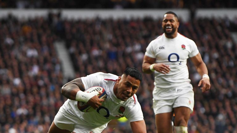 Manu Tuilagi touches down for England against Italy at Twickenham