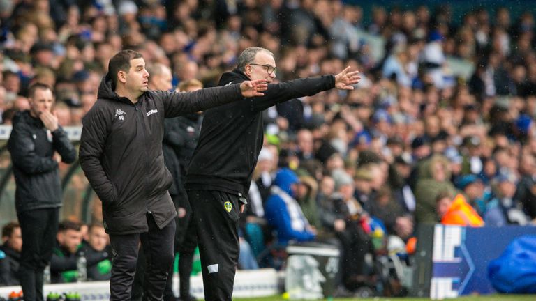 Leeds manager Marcelo Bielsa issues instructions from the sidelines