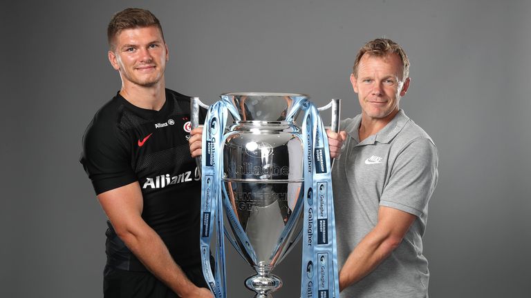 Owen Farrell and Mark McCall at he Gallagher Premiership Rugby 2018-19 Season Launch