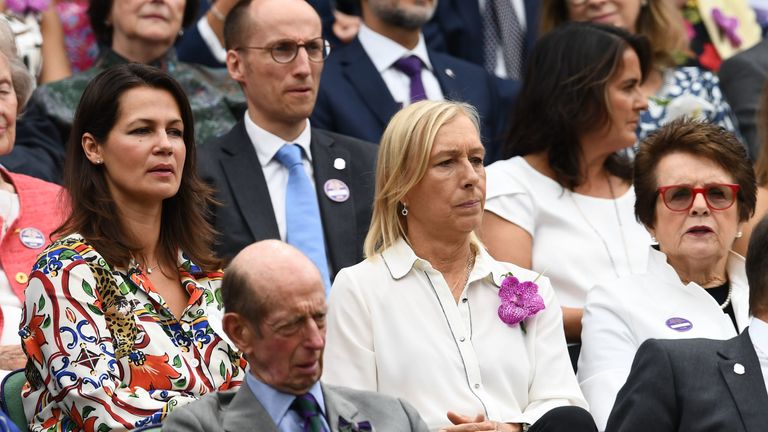 Martina Navratilova on day twelve of the Wimbledon Lawn Tennis Championships at All England Lawn Tennis and Croquet Club on July 14, 2018 in London, England.