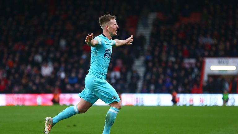 Matt Ritchie celebrates his late equaliser for Newcastle