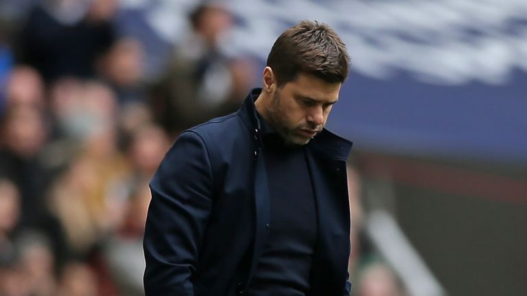 Mauricio Pochettino on the touchline at Wembley during the north London derby