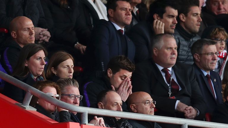 Mauricio Pochettino was in the stands serving the first of a two-match ban