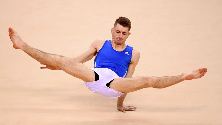 Max Whitlock MBE of South Essex Gymnastics competes on the Floor during the MAG Masters on day four of the 2019 Gymnastics British Championships at Echo Arena on March 17, 2019 in Liverpool, England.