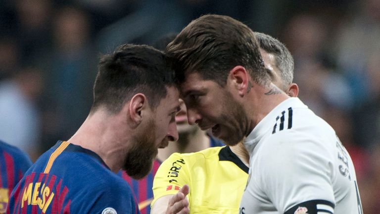 Lionel Messi squared up to Sergio Ramos after the Real Madrid captain appeared to strike the Argentine in the face 