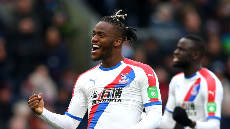 Michy Batshuayi celebrates scoring Crystal Palace's second goal