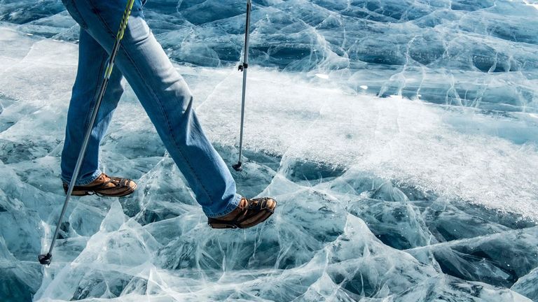 Jeans and shoes...ideal for a 100 mile ice-race