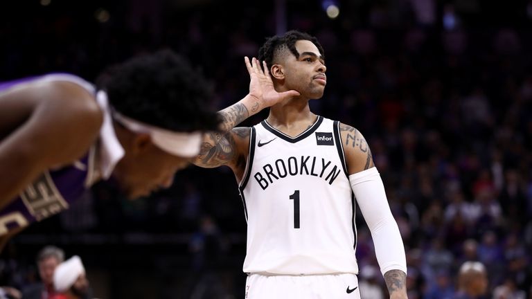 D&#39;Angelo Russell  of Brooklyn Nets against Sacramento Kings