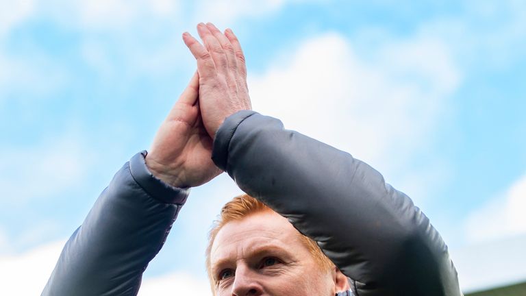 Neil Lennon salutes the Celtic faithful on his return to Parkhead as interim boss
