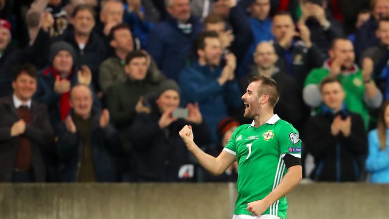 Northern Ireland's Niall McGinn celebrates scoring against Estonia in the European Qualifier