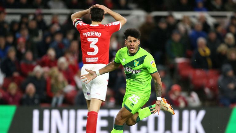 Norwich City's Onel Hernandez celebrates his goal