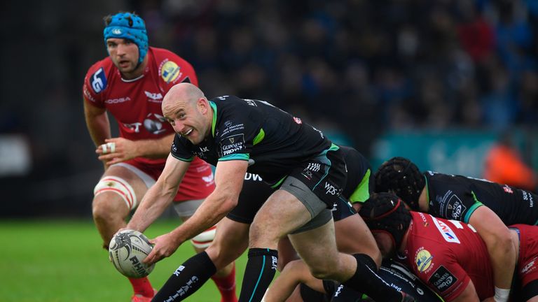 Ospreys' Brendon Leonard during the Guinness Pro 12 match between Ospreys and Scarlets at Liberty Stadium on December 27, 2016 in Swansea, United Kingdom.