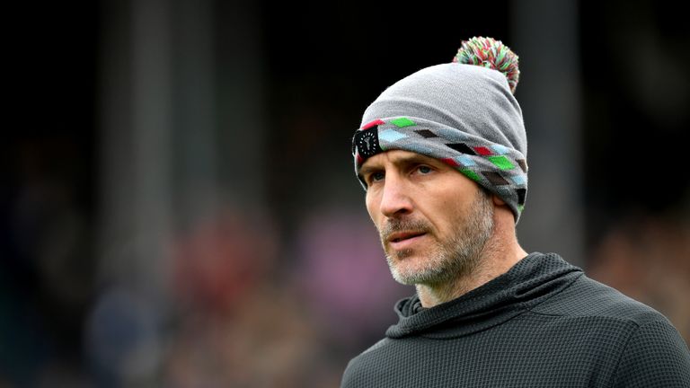 Paul Gustard, Head Coach of Harlequins looks on prior to the Gallagher Premiership Rugby match between Bath Rugby and Harlequins at the Recreation Ground on March 02, 2019 in Bath, United Kingdom