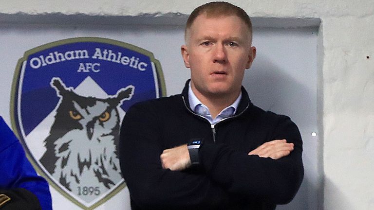 Oldham manager Paul Scholes prior to the Sky Bet League Two match against Yeovil Town