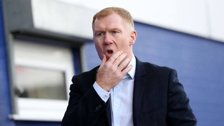 Paul Scholes during his unveiling as the new Oldham Athletic manager on February 11, 2019