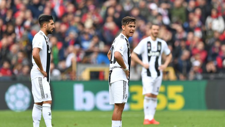 Juventus' Paulo Dybala looks dejected during the Serie A defeat to Genoa.