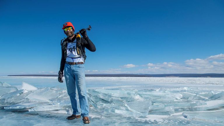 A British man trekked 100 miles across a frozen Mongolian lake in jeans and brogues
