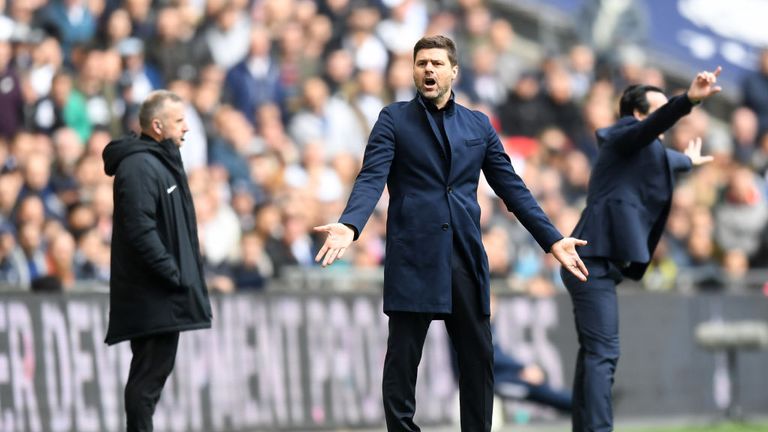 Pochettino on the sidelines during the North London Derby