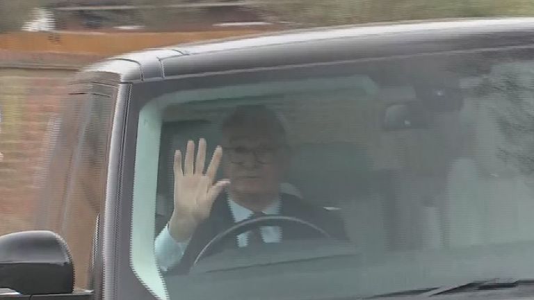 Claudio Ranieri waves goodbye as he arrives at Fulham's training ground for the final time