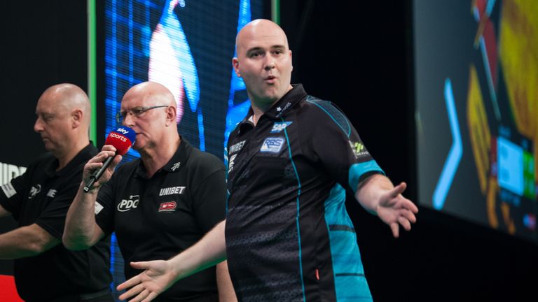 Thursday's Unibet Premier League game at the Mercedes-Benz Arena in Berlin between Gerwyn Price and Rob Cross.