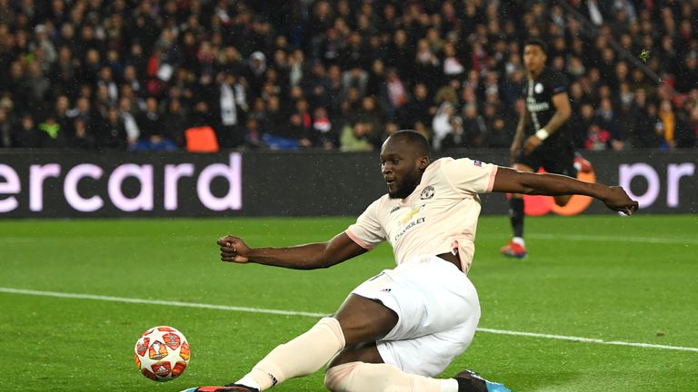 Romelu Lukaku puts Manchester United ahead against PSG in the Champions League last-16 second leg