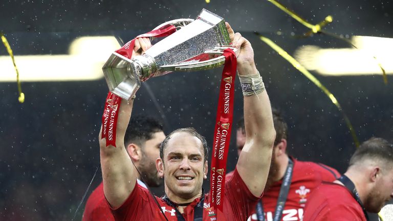 Wales captain Alun Wyn Jones with the Six Nations trophy