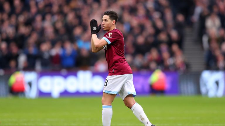 Samir Nasri during the Premier League match between West Ham and Arsenal at London Stadium on January 12, 2019 in London, United Kingdom