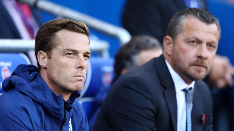 Scott Parker, coach of Fulham looks on prior to the Premier League match between Cardiff City and Fulham FC at Cardiff City Stadium on October 20, 2018 in Cardiff, United Kingdom. 