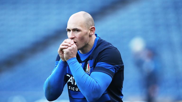 Sergio Parisse of Italy is seen in action during the Italy Captain's Run at Murrayfield on February 1, 2019 in Edinburgh, Scotland.